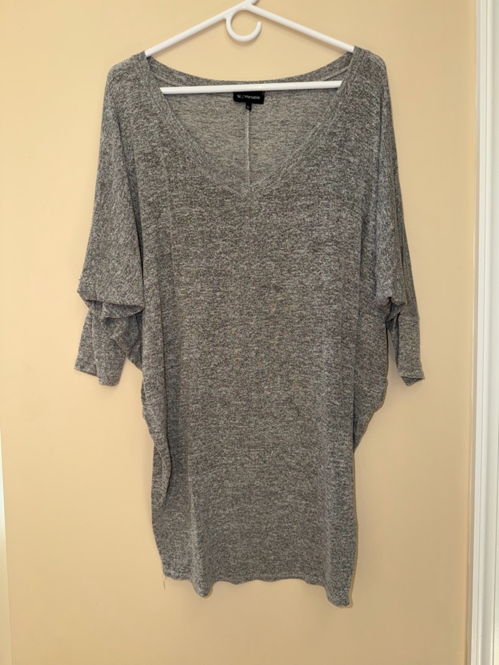 Gray v neck top